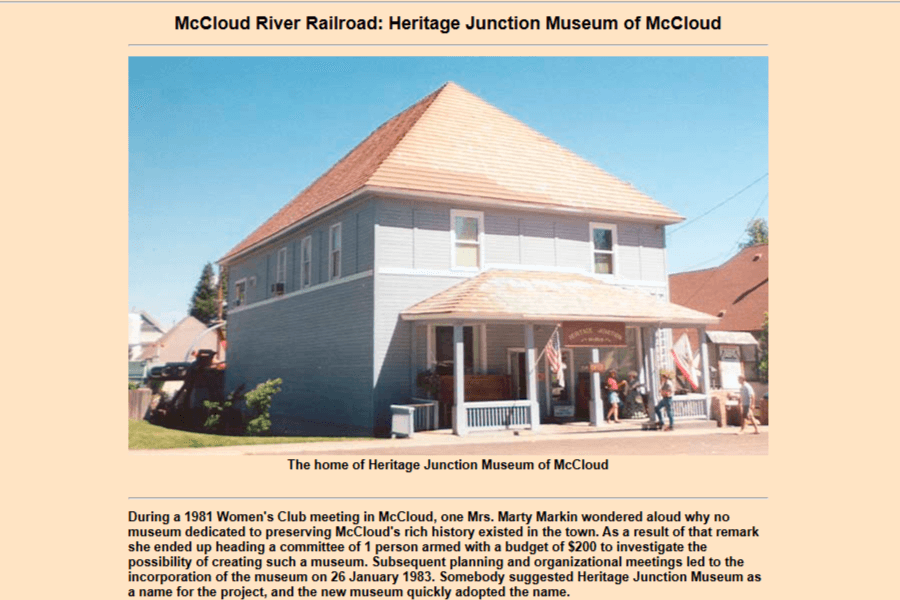 McCloud Heritage Junction Museum